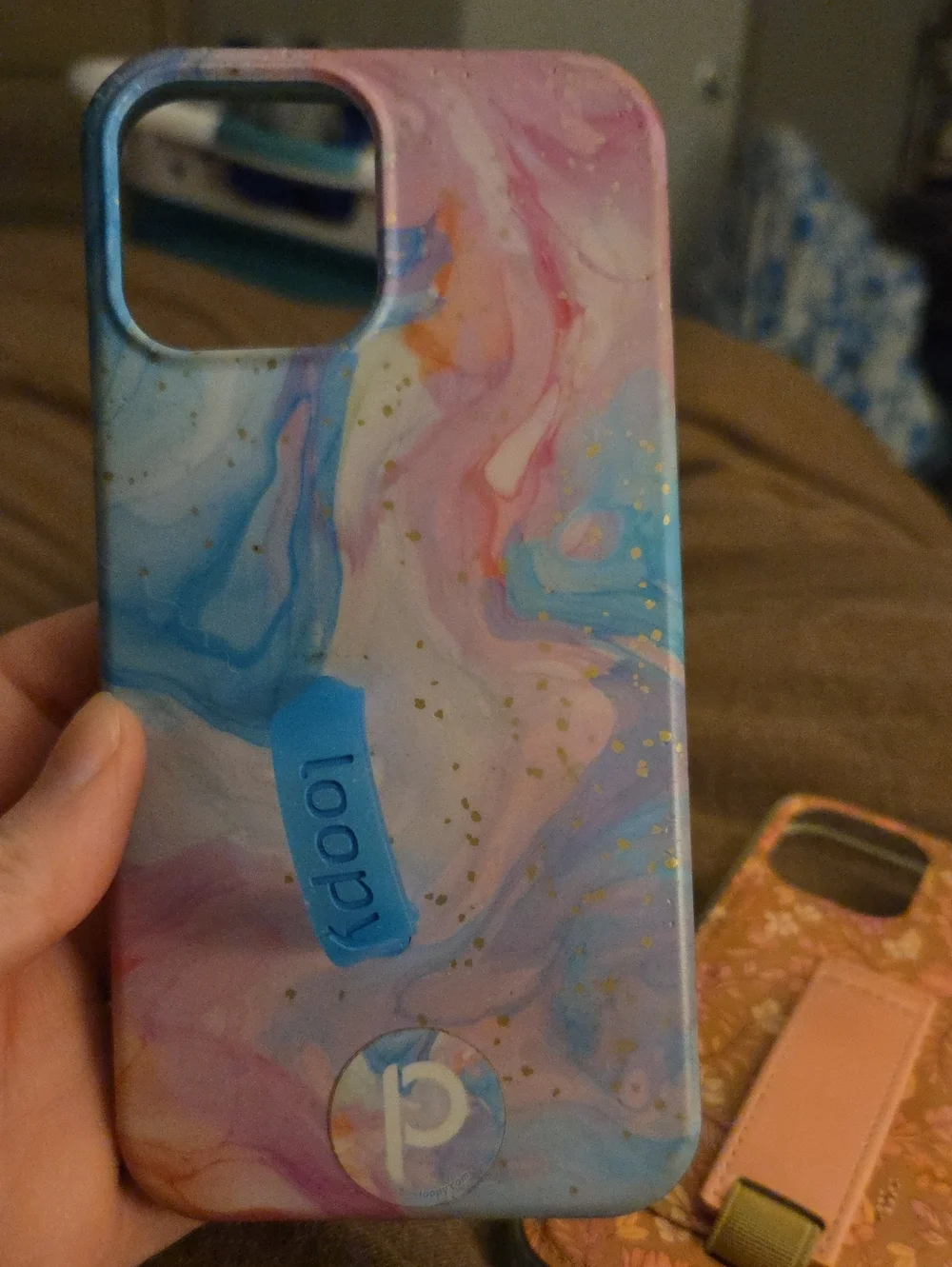 Pastel Marble IPhone 12pro Max Case with Grip Strap